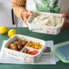 Microwaveable Ceramic Bento Box with Two or Three Compartments, Perfect for Students and Office Workers.