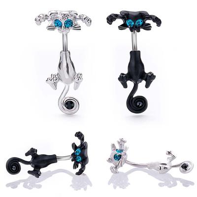 Steel Gifts Cat Shape Zircon Belly Piercing Body Jewelry Belly Button Ring Geometric Navel Ring