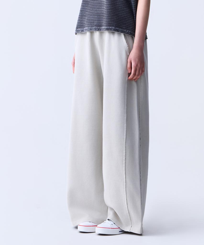 ADERNM Vintage Raw Edge Wide Pants Beige