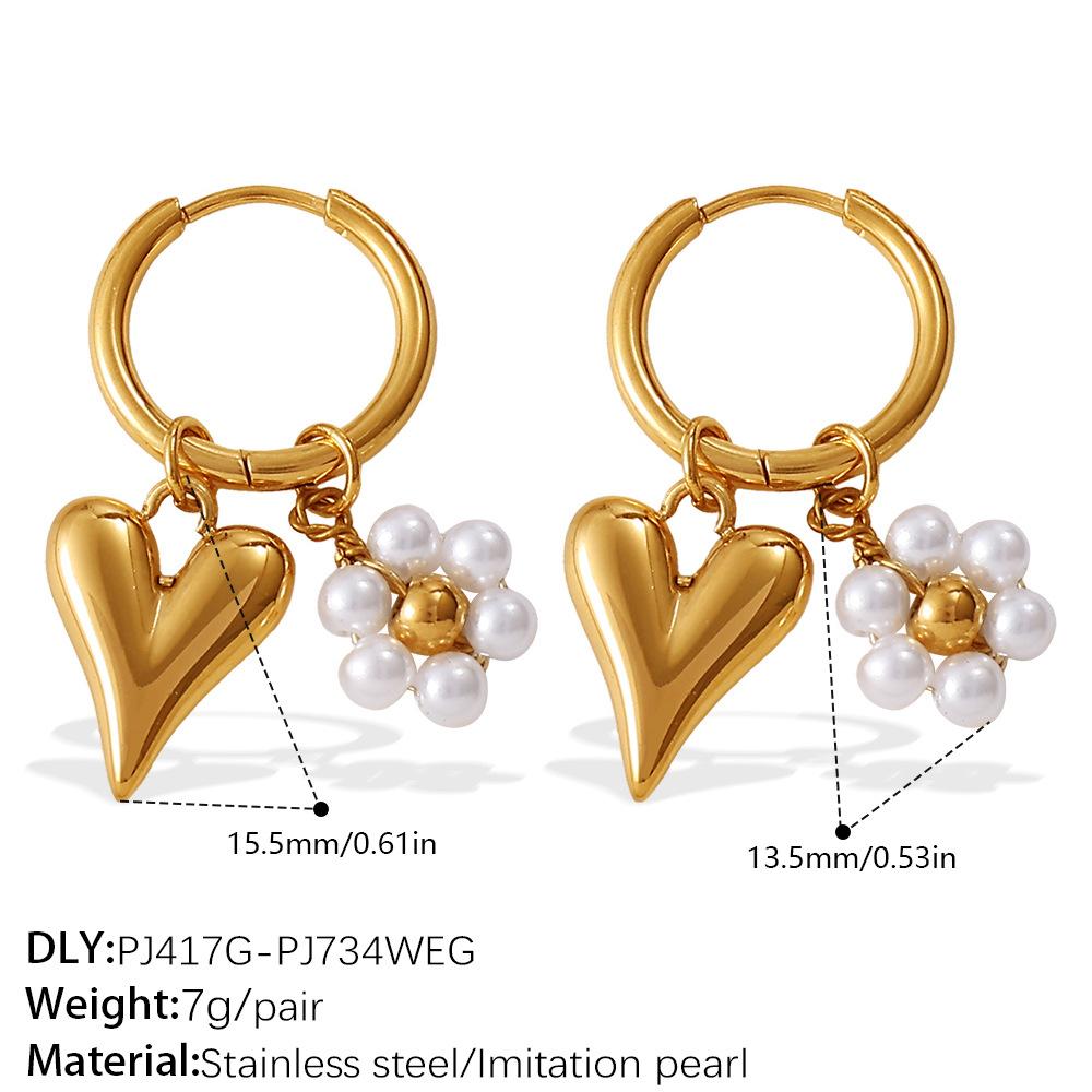 Sweet Wind Diy Cross Pearl Pendant Earrings Stainless Steel Gold Plated Diamond Jewelry