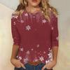Women's Fashion Casual Christmas Printed Round Neck Long Sleeve Pullover Top