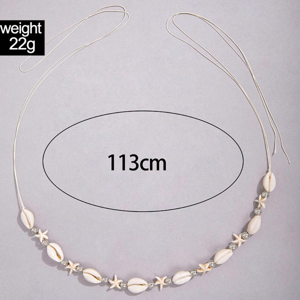 Sexy Personality White Starfish Shell Silver Round Bead Waist Chain for Women Summer Beach Bikini Jeans Charm Body Jewelry Gifts