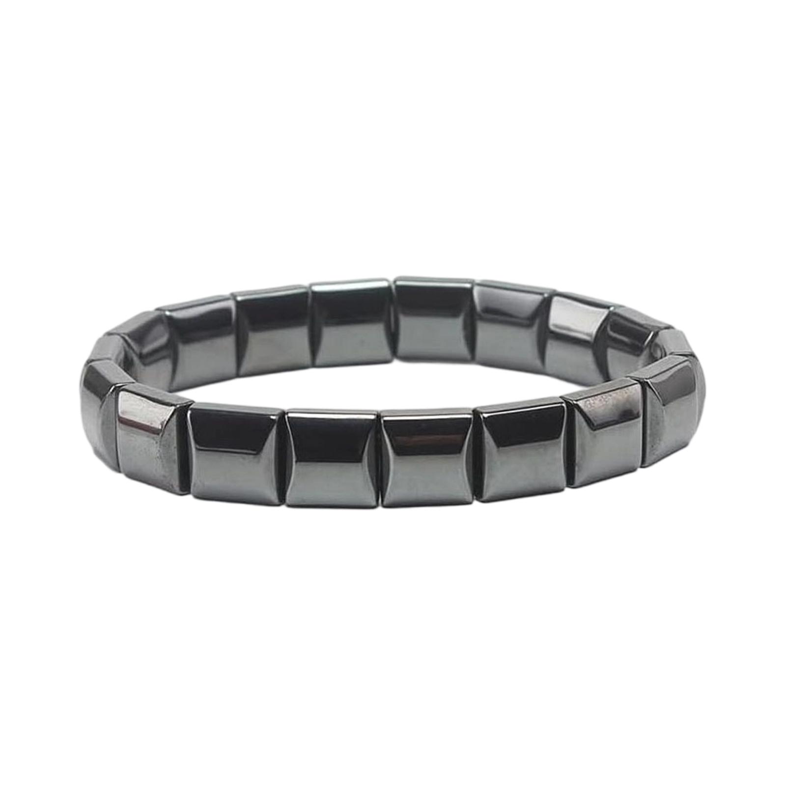 Geometric Bead Bracelet Unisex Stretch Design Square Shaped Natural Jewelry for Everyday Wear One Size