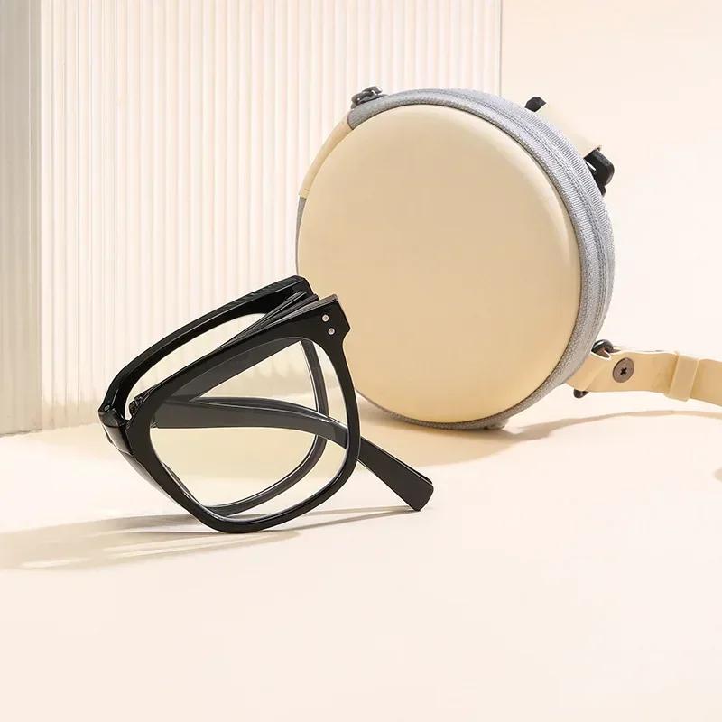 Folding Square Reading Glasses For Men And Women Fashionable And Portable Large Frame Glasses Anti Blue Light Presbyopia Glasses