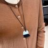 Handcrafted Black Pendant Necklace Sweater Chain with Tassel for Women