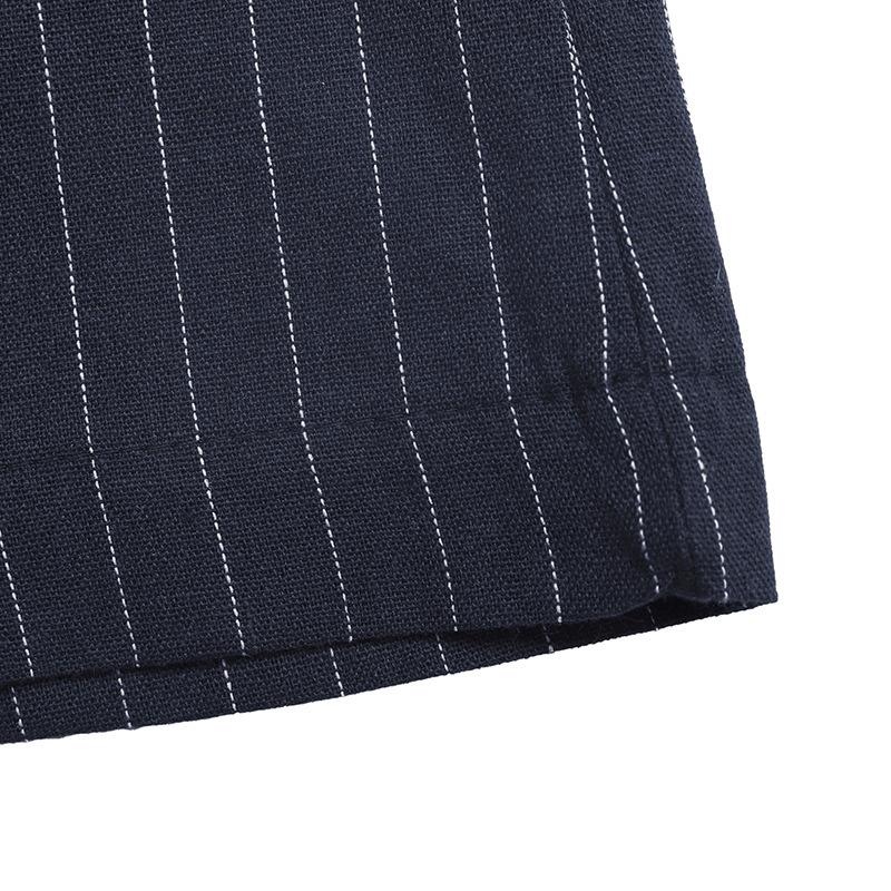 Navy Blue Retro Commuter Striped Halter Backless High Waist Wide Leg Jumpsuit