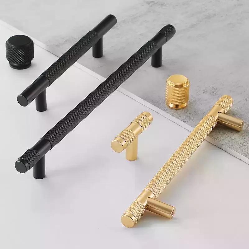 Gold Knurled Handles For Cabinet And Drawer Aluminum Alloy Wardrobe Handles Kitchen Cabinet Pulls Knurled Drawer Knobs