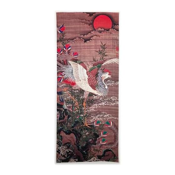 Ukiyo-e Tenugui: Rising Sun Phoenix by Ito Jakuchu