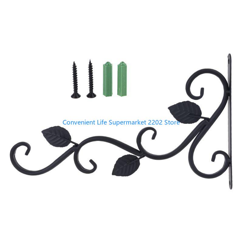 

XXUB European Wall Hanging Flower Pot Support Bracket Hook Iron Hanger Decor чорний