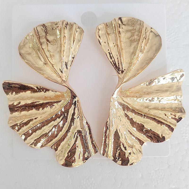 European Cross-border Geometric Metal Earrings: Irregular Ginkgo Tree Leaves Design for Women