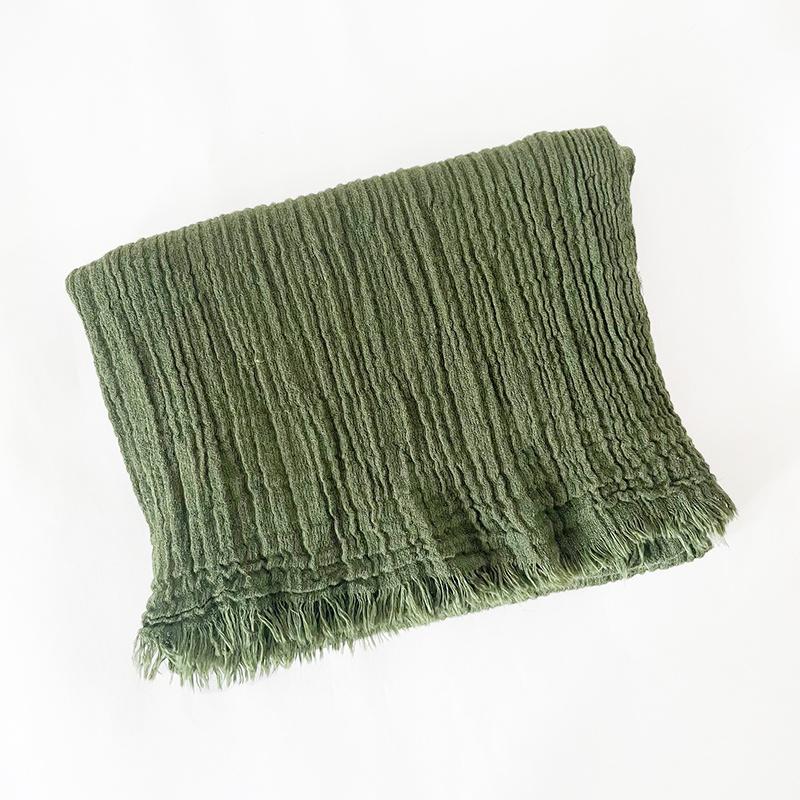 New Design Autumn Winter Women Warm Scarf Simple Solid Plain Linen Cotton Muslim Shawls Kerchief Wrap Head Hair Pashmina Stoles