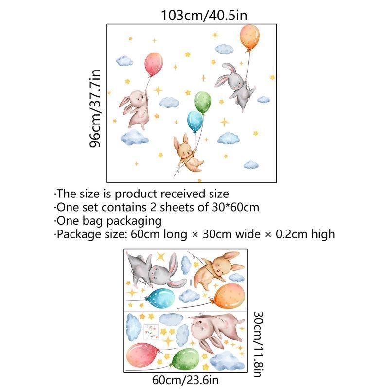 Wall Decals Rabbit Clouds Star Balloon Wall Decals Background Wall Decoration
