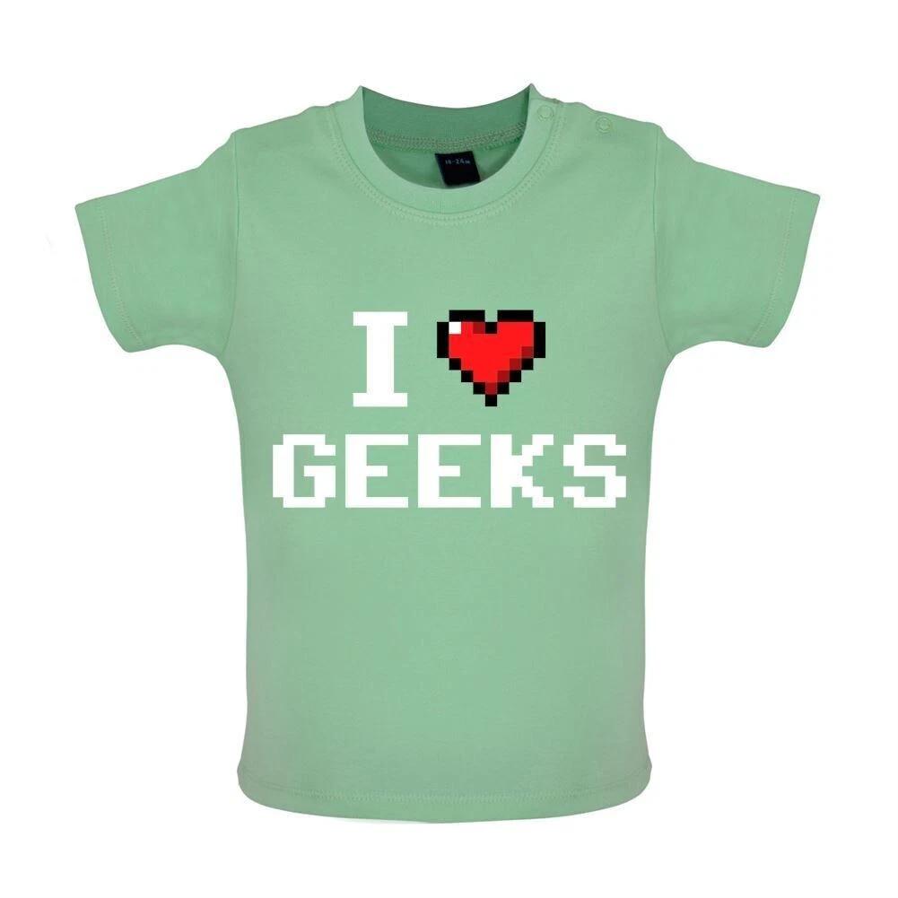 I Love Geeks (Pixels) - Baby / Body - Pixel Geek Funny Heart Lover 140