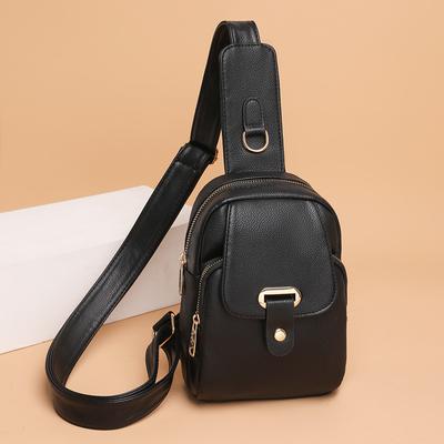 New Korean Version of Soft Leather Backpack for Women's Breast Bag Simple Casual and Versatile Women's Chest Bag One-shoulder Crossbody Bag Trendy