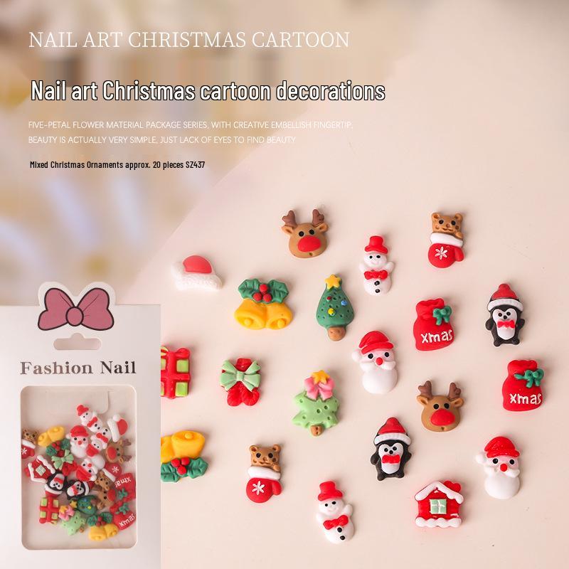 

Рождество Nail Art: 20 Милых Мультяшных Страз из Смолы - Деревья, Снеговики, Перчатки