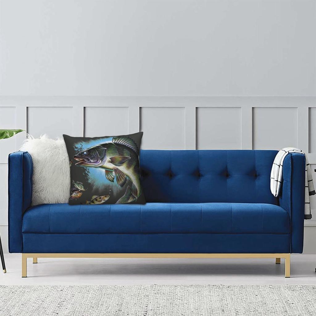 Vintage Fish Trout Pillow Cover Cartoon Fishes Cute Funny Pillow Case For Sofa Car Home Decor Cushion Cover SoftPillowcases Gift