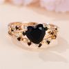 Female Crystal White Zircon Stone Heart Engagement Ring Set Luxury Gold Color Wedding Jewelry For Women