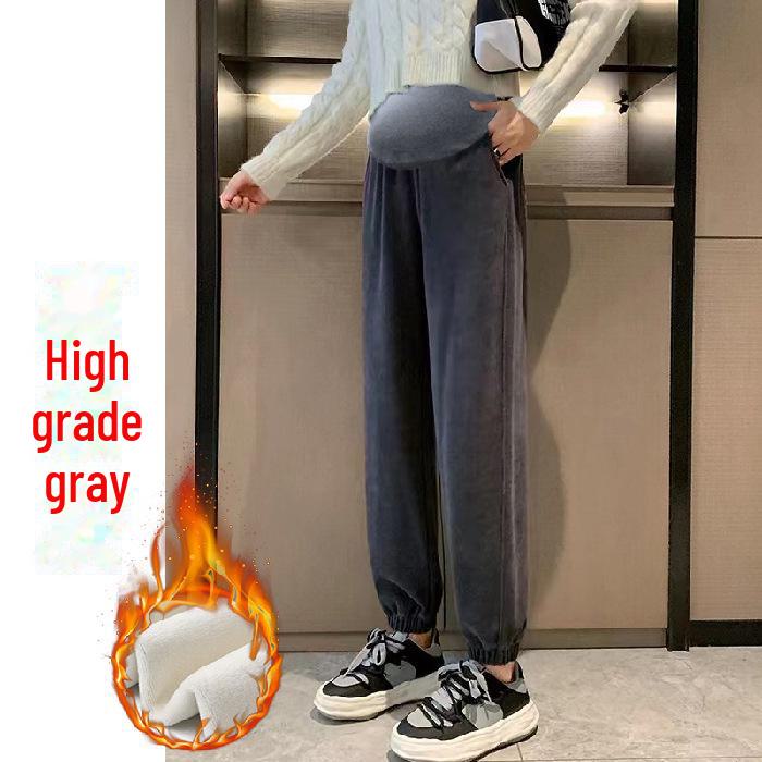 European Chenille Cotton Velvet Maternity Leggings – Thick, Slimming, Winter Sweatpants