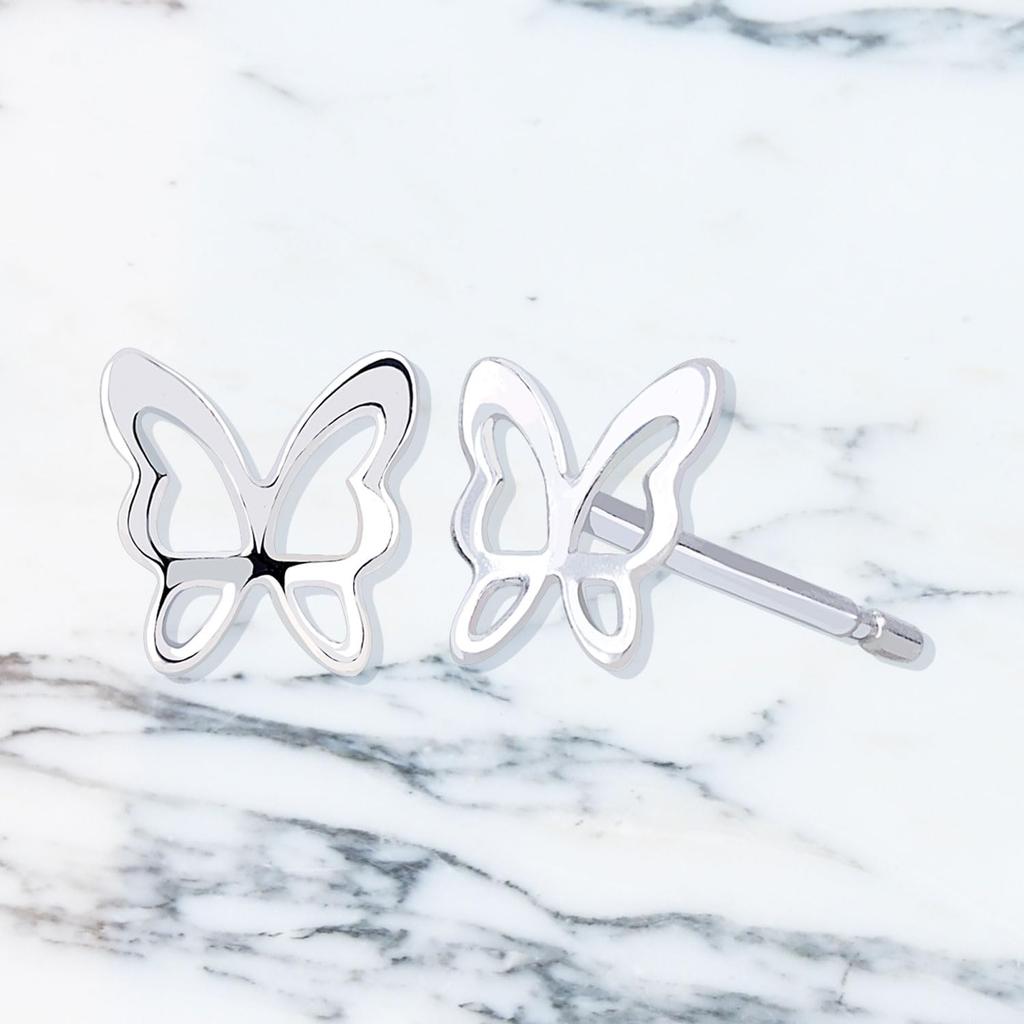 Sears K10 Butterfly Stud Earrings In 10k White Gold Women's (se105-0010-wg)
