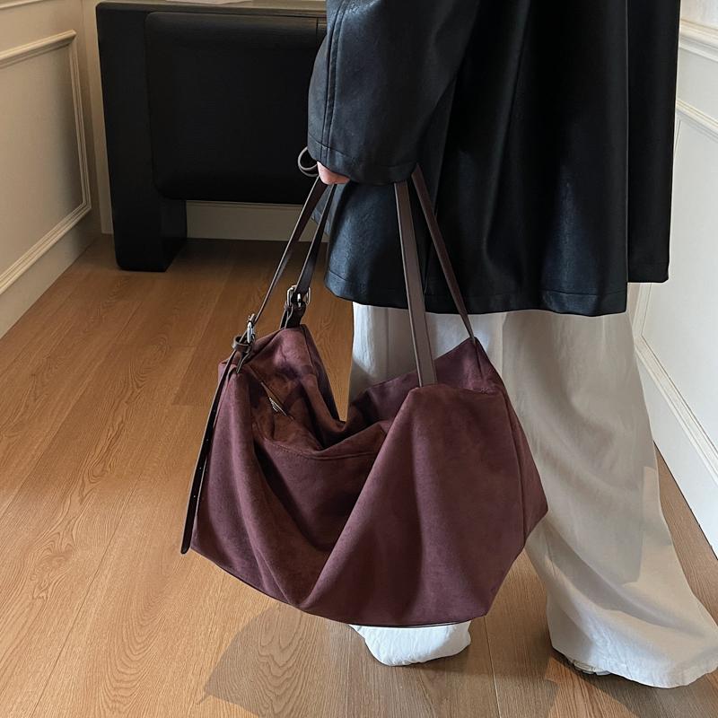 Tote Bag Large Capacity Suede Pillow Bag Women's Shoulder Crossbody Bag