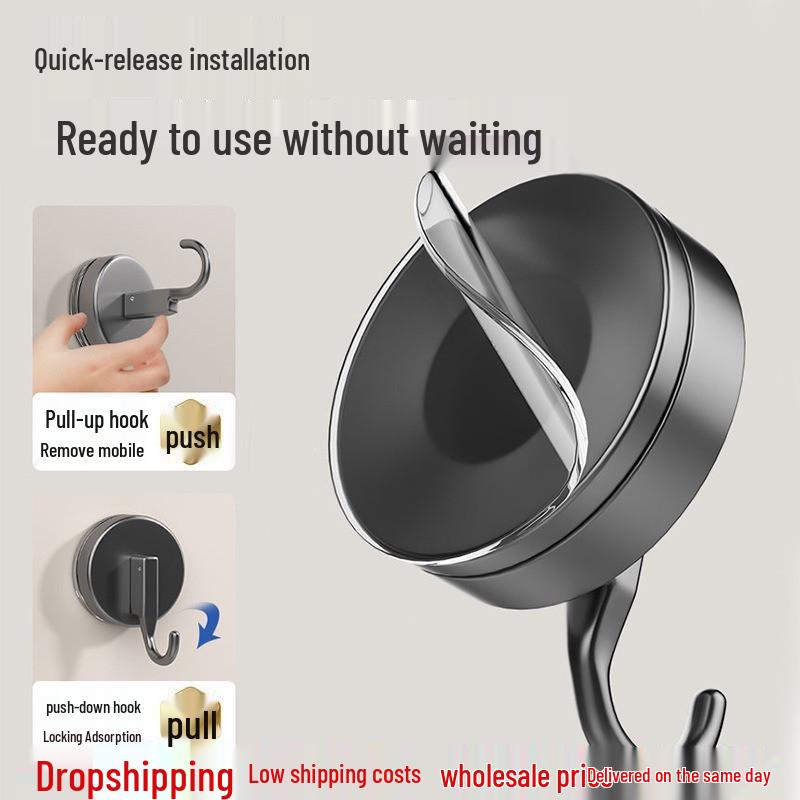 Vacuum Suction Cup Hook: No-Drill, Strong Load-Bearing, Traceless Wall Hook for Kitchen, Bathroom, and Door Towels.