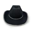 Halloween Sparkly Diamond Cowboy Hat With Sewn Edges For Festive Events Costume
