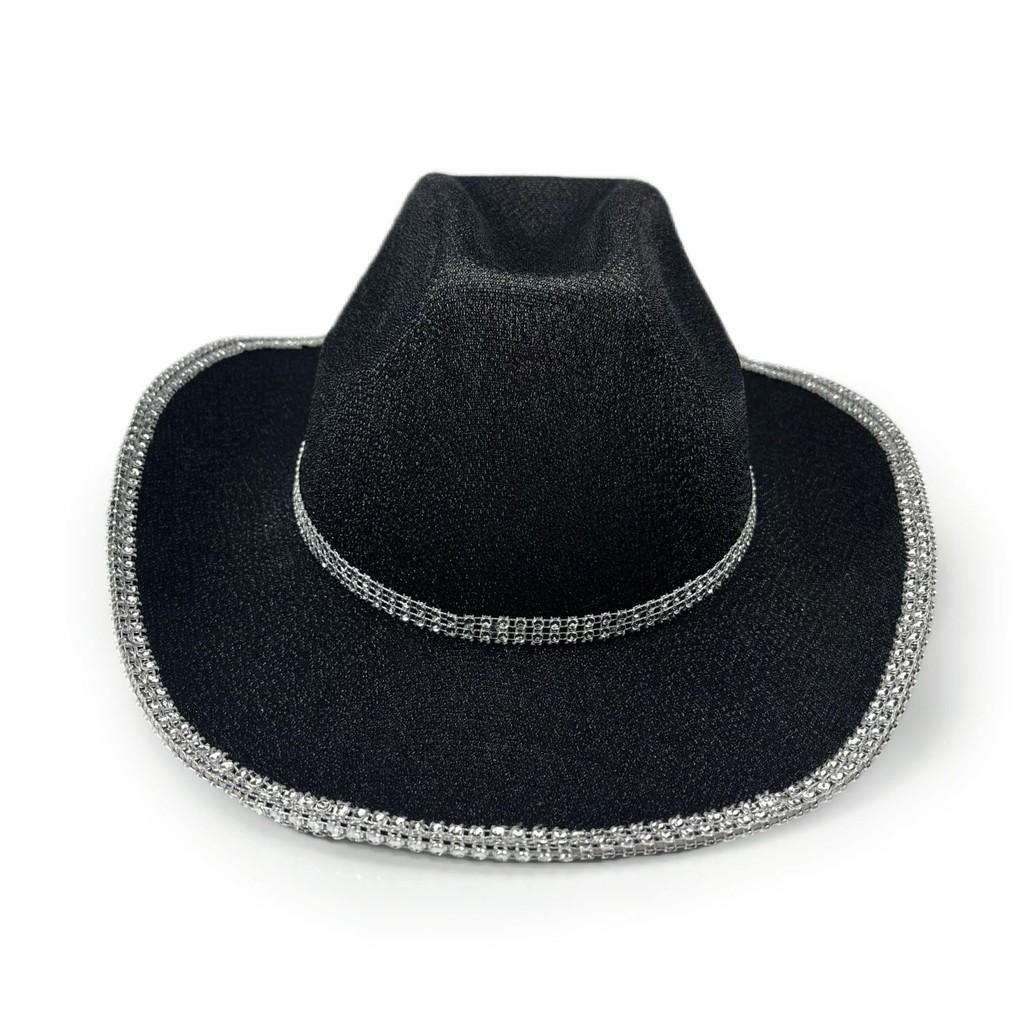 Halloween Sparkly Diamond Cowboy Hat With Sewn Edges For Festive Events Costume
