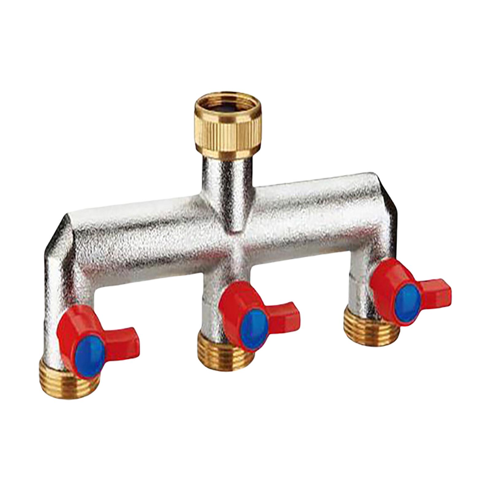 

3/4 Inch Brass Three Way Valve Splitter with Rubber Seals Water Divider Valve for Outdoor Garden & Laundry Applications 2 червоний