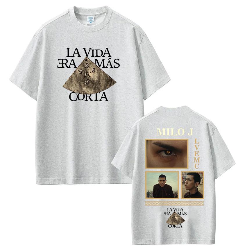 Rap Singer Milo J La Vida Era Mas Corta Album Tshirt Fan Gift Summer Mens Womens Hiphop Tshirt Cotton Casual Tshirt Top