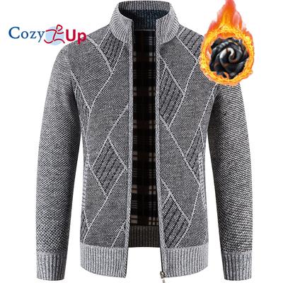 Lässiger, schmaler, dicker Strick-Cardigan für Herren mit Reißverschluss und Taschen