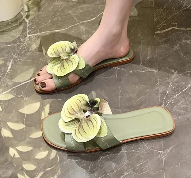 Summer New Women's Flats Slippers Flower Women's Sandals Bathroom Slippers Banquet Party Women's Shoes Slides