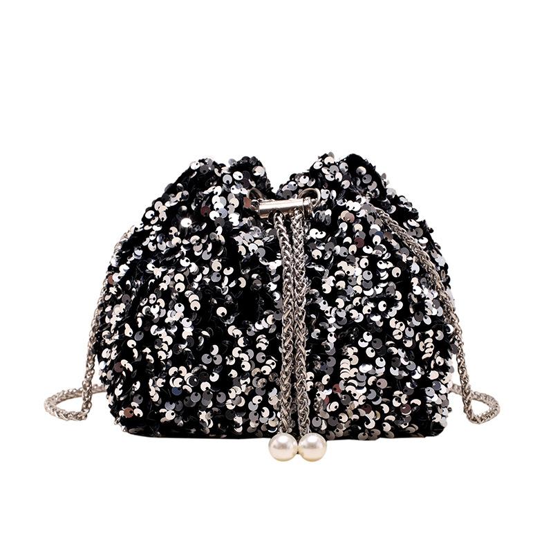 

1pcs Sequin Chain Bucket Bag Women s Shoulder Crossbody Bag Shoulder Crossbody Bag Sequined Handbag Evening Clutch