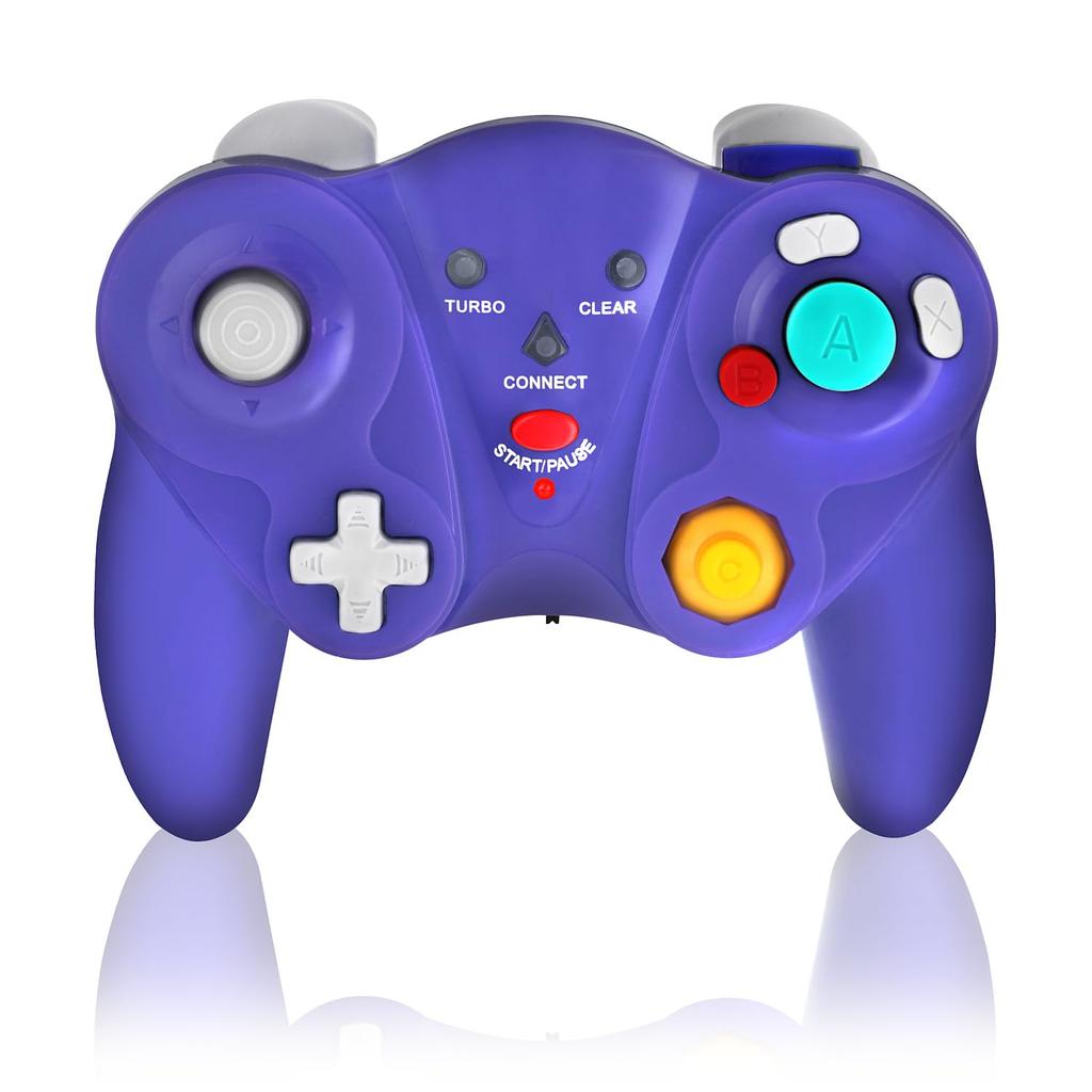 K&SGAMER GC Controller for GameCube and Wii (Switch 1/2 requires connection tap) (Purple)