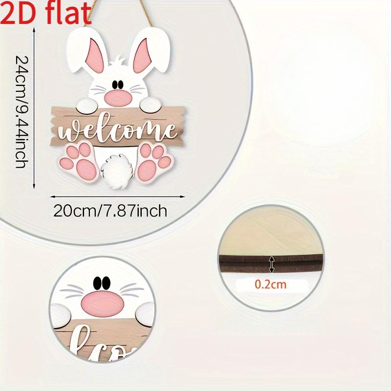 Dwuwymiarowy Płaski Zajączek Wielkanocny Znak Powitalny Drewniana Dekoracja Drzwi Wieniec Wisząca Tabliczka Znak Królika do Sklepu Domu Ogrodu Dekoracja Wiosenna