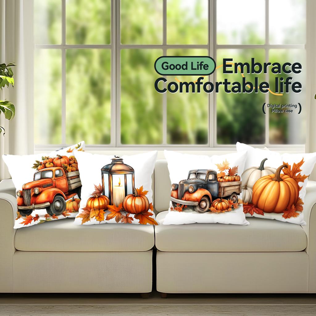 Autumn Decoration Cushion Pillowcase Printed Polyester 45X45Cm Throw Pillowcover Decorative Sofa Cushion Pillowslip Home Decor