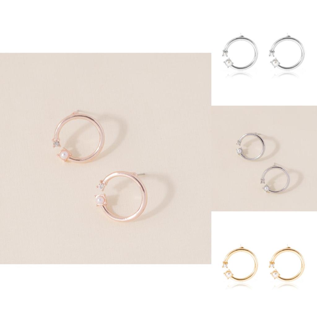 Unique Creative Style Pearl Stud Earrings For Women Classic Geometric Design