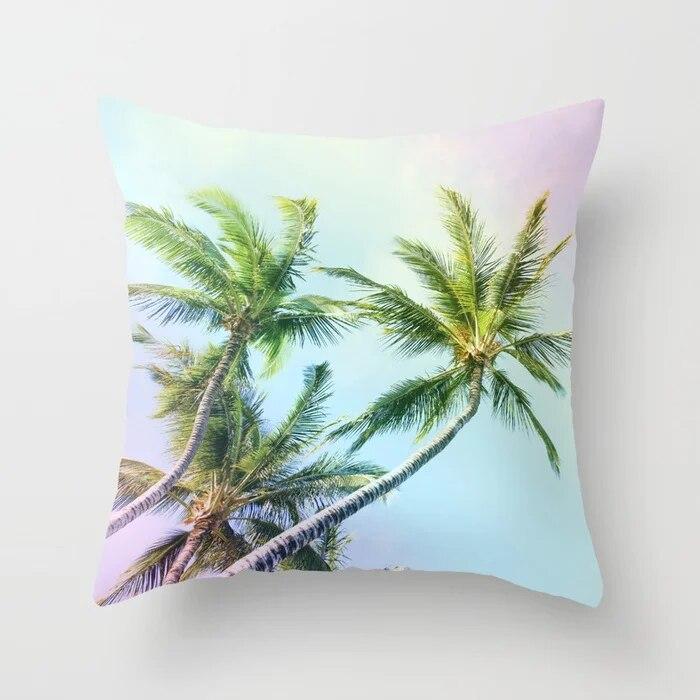 Summer Vacation Cushion Cover Pink Beach Wave Mountain Sofa Pillowcase Bedroom Home Car Office Accessories