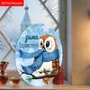 Russian Wooden Christmas Sign with Owl Pattern, Navidad Round Sign for Front Door, Wall Hanging Decor, Ideal Christmas Gift for Friend & Family