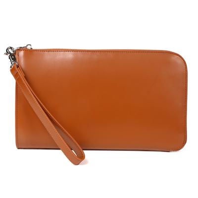 Clutch Originální karbonová kůže Pánská taška, Kůže, Styl Cordovan, Ziplock ve tvaru L, (Kordobánový styl/Velbloudí)