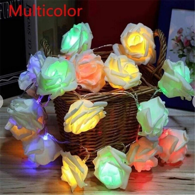 

10 розовых рождественских украшений, гирлянды, имитация светодиодных лампочек, фонарики, гирлянды для вечеринок с цветами для дома 1m 10rose