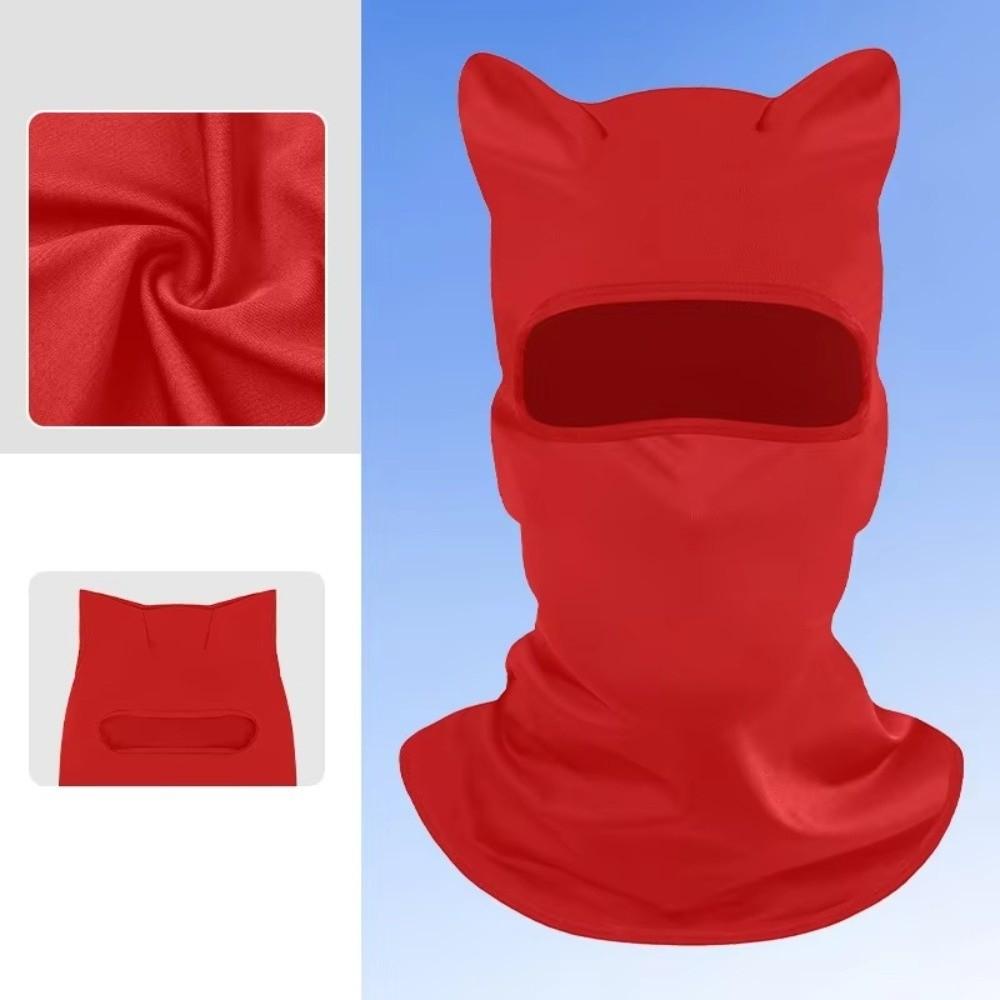 Sun Protector Cat Ear Face Mask Polyester Fiber Neck Gaiter Cute Sunscreen  Masque  Hiking