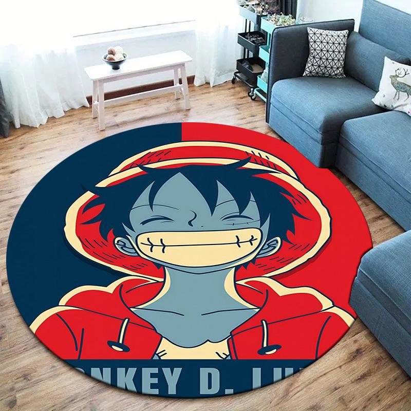 One Piece Monkey D Luffy Round Area Rug Carpet Rug For Living Room Bedroom Sofa Playroom Decor Nonslip Floor Mat
