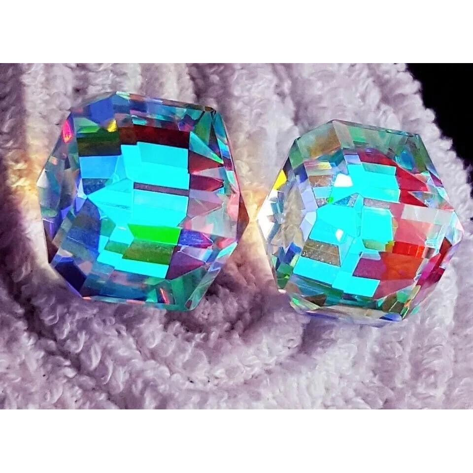 Stunning Mystic Topaz Rainbow Color Natural Cube Cut 200 Ct Pair Gemstone