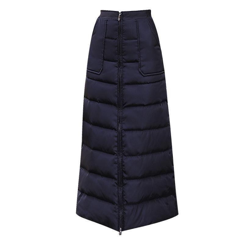 2025 Windproof Warm Down Cotton Midi Skirt – Fashionable Long Midi, Plus Size Winter Skirt