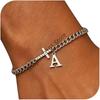 26 Letters Charm Bracelet Stainless Steel A-Z Handchain Adjustable Length for Women Girl Men Gift