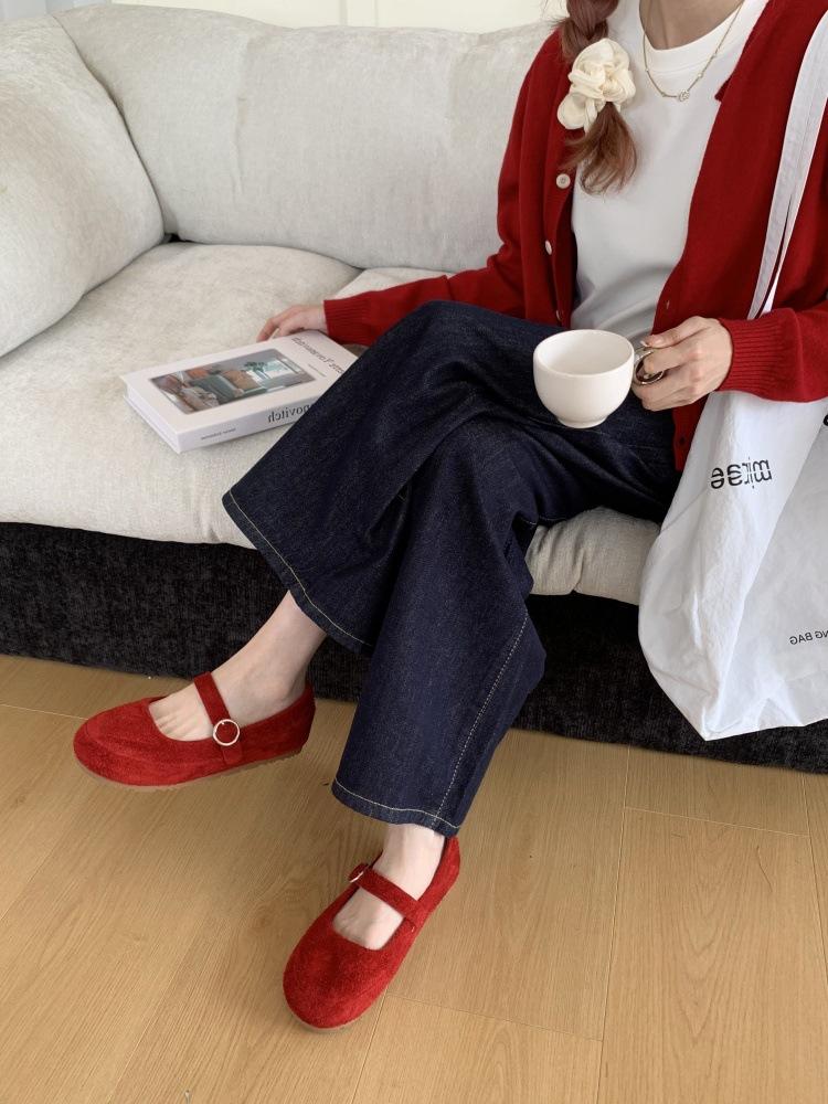 

Retro casual matte thick-soled all-inclusive Birken women s shoes 25 autumn and winter new soft-soled shallow-mouth bread single shoes 39 красный