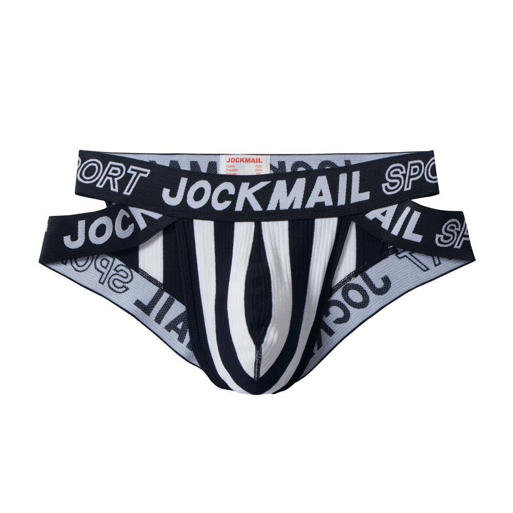 

Трусы JOCKMAIL, хлопковое утолщенное дышащее мужское нижнее белье, спортивные эластичные трусы в полоску с низкой посадкой L чёрный