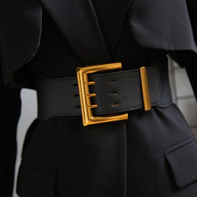 

Fashionable Pu Black Elastic Waist Belt For Women Vintage Style Versatile Accessory Outfit
