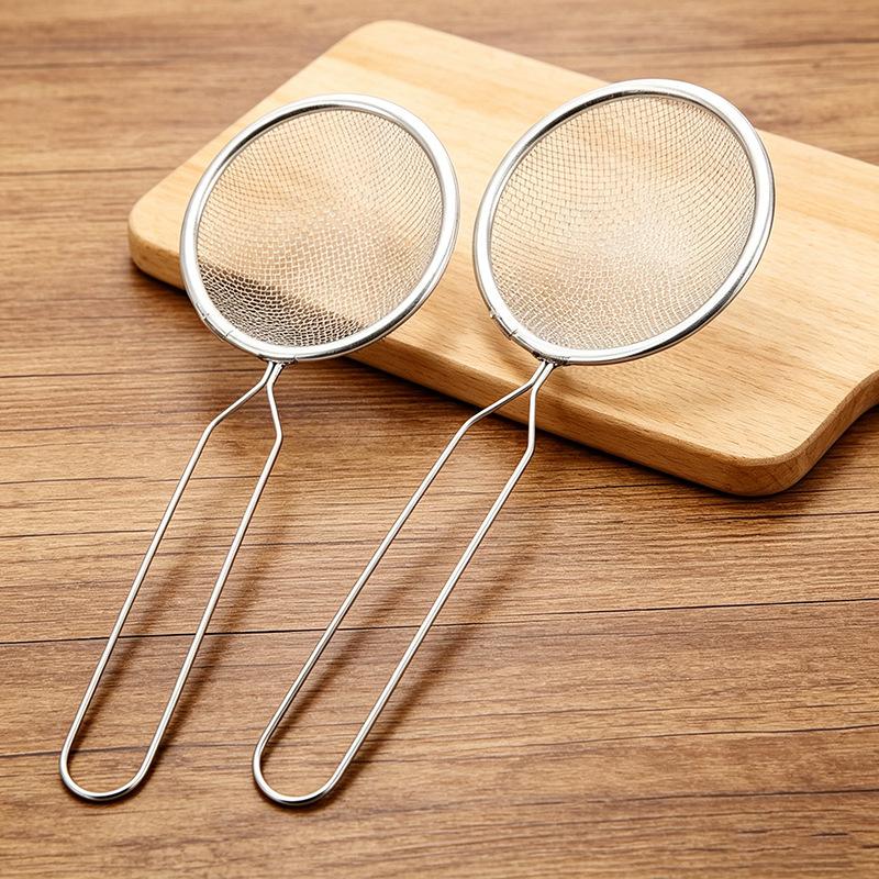 Stainless Steel Colander for Filtering Soy Milk, Juice, Kitchen Strainer, Noodle Cooking Ladle, Empty Handle Oil Net, Oil Straining Net, Filtering Net