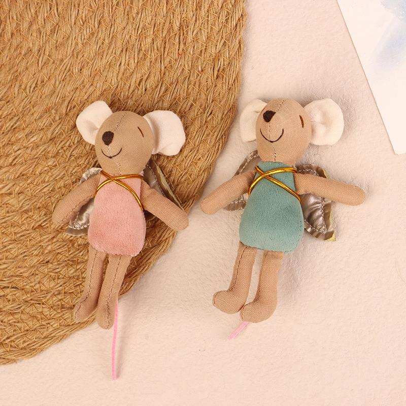 Kawaii Fabric Mouse Doll Thumb Doll Toy Cute Angel Wings Mouse Dolls Toys Soft Plush Toy Home Decoration For Kid Gifts